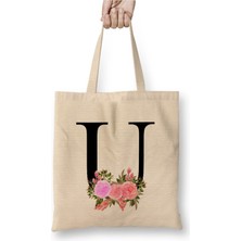 Toyaso U Harfi Beyaz Bez Çanta Uzun Saplı Alışveriş Çantası Plaj Çantası