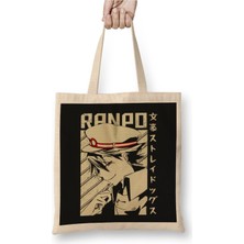 Toyaso Ranpo Edogawa Beyaz Bez Çanta Uzun Saplı Alışveriş Çantası Plaj Çantası