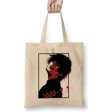 Toyaso Tokyo Ghoul Ken Red Beyaz Bez Çanta Uzun Saplı Alışveriş Çantası Plaj Çantası