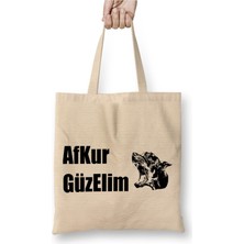 Toyaso Afkur Güzelim Karadeniz Beyaz Bez Çanta Uzun Saplı Alışveriş Çantası Plaj Çantası