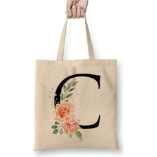 Toyaso C Harfi Beyaz Bez Çanta Uzun Saplı Alışveriş Çantası Plaj Çantası