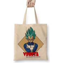 Toyaso Dragon Ball Z Vegeta Meu Pura Maldade Beyaz Bez Çanta Uzun Saplı Alışveriş Çantası Plaj Çantası