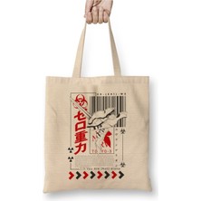 Toyaso Evangelion Eva Beyaz Bez Çanta Uzun Saplı Alışveriş Çantası Plaj Çantası