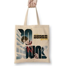 Toyaso Nct 127 Doyoung Superhuman Beyaz Bez Çanta Uzun Saplı Alışveriş Çantası Plaj Çantası