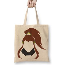 Toyaso Brigitte - Overwatch Beyaz Bez Çanta Uzun Saplı Alışveriş Çantası Plaj Çantası