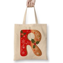 Toyaso R Harfi Beyaz Bez Çanta Uzun Saplı Alışveriş Çantası Plaj Çantası