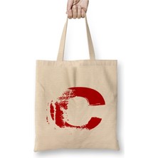 Toyaso C Harfi Beyaz Bez Çanta Uzun Saplı Alışveriş Çantası Plaj Çantası