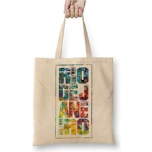 Toyaso About Roots Rio De Janeiro Brazil Beyaz Bez Çanta Uzun Saplı Alışveriş Çantası Plaj Çantası