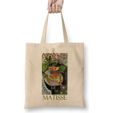 Toyaso Goldfishı Henri Matisse Beyaz Bez Çanta Uzun Saplı Alışveriş Çantası Plaj Çantası