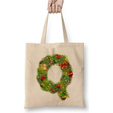 Toyaso Yeni Yıl Yılbaşı Özel Q Harfli Mutlu Yıllar Bez Çanta Uzun Saplı Alışveriş Çantası Plaj Çantası