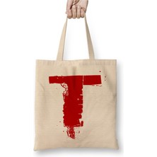 Toyaso T Harfi Beyaz Bez Çanta Uzun Saplı Alışveriş Çantası Plaj Çantası