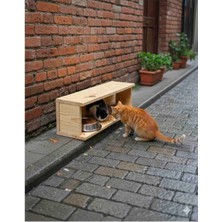 Kedi Mama Kabı, Sokak Kedileri Için Mama Kabı Yağmurdan Korumalı Mama Kapı, Mama Kabı Standı 60X16X18