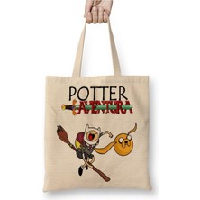Toyaso Potter Aventura Adventure Time Beyaz Bez Çanta Uzun Saplı Alışveriş Çantası Plaj Çantası