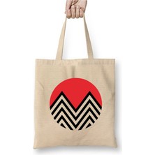 Toyaso Black Lodge Twin Peaks Beyaz Bez Çanta Uzun Saplı Alışveriş Çantası Plaj Çantası