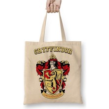 Toyaso Gryffindor 02 Beyaz Bez Çanta Uzun Saplı Alışveriş Çantası Plaj Çantası