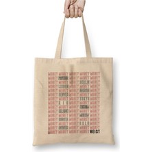 Toyaso Money Heist Names Beyaz Bez Çanta Uzun Saplı Alışveriş Çantası Plaj Çantası