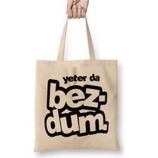 Toyaso Yeterda Bezdum Karadeniz Beyaz Bez Çanta Uzun Saplı Alışveriş Çantası Plaj Çantası