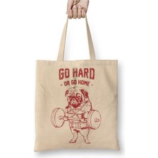 Toyaso Pug Bodybuilder Sıkı Çalış Yada Git Pug Köpek Pug Bez Çanta Alışveriş Çantası Plaj Çantası