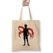 Toyaso Tokyo Ghoul Anime Beyaz Bez Çanta Uzun Saplı Alışveriş Çantası Plaj Çantası