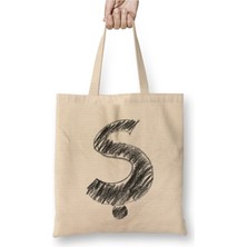 Toyaso Ş Harfi Beyaz Bez Çanta Uzun Saplı Alışveriş Çantası Plaj Çantası