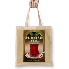 Toyaso Türk Çayı Beyaz Bez Çanta Uzun Saplı Alışveriş Çantası Plaj Çantası