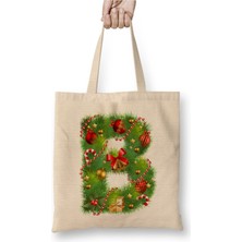 Toyaso Yeni Yıl Yılbaşı Özel B Harfli Mutlu Yıllar Bez Çanta Uzun Saplı Alışveriş Çantası Plaj Çantası