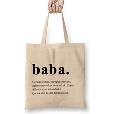 Toyaso Babalar Günü Babaya Hediye Beyaz Bez Çanta Uzun Saplı Alışveriş Çantası Plaj Çantası