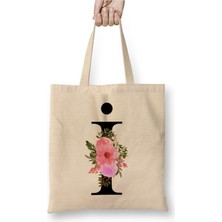 Toyaso I Harfi Beyaz Bez Çanta Uzun Saplı Alışveriş Çantası Plaj Çantası