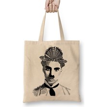 Toyaso Charlie Chaplin 02 Beyaz Bez Çanta Uzun Saplı Alışveriş Çantası Plaj Çantası