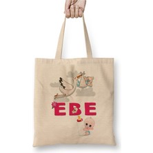 Toyaso Ebe Hemşire Beyaz Bez Çanta Uzun Saplı Alışveriş Çantası Plaj Çantası