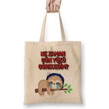 Toyaso Ne Zaman Gün Yüzü Göreceğim Komik Bez Çanta Uzun Saplı Alışveriş Çantası Plaj Çantası