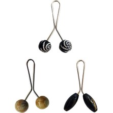 Royaleks 3 Adet Tesettür Eşarp ve Şal Klipsi Hardal Siyah Siyah Desenli