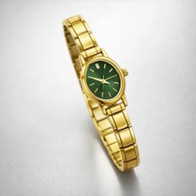 Gold Renkli Çelik Esnek Saat ( Içi Yeşil)