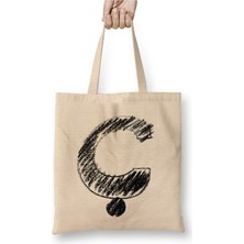 Toyaso Ç Harfi Beyaz Bez Çanta Uzun Saplı Alışveriş Çantası Plaj Çantası