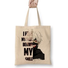 Toyaso Kanki Ken Tokyo Ghoul Quote Pain Behind Kaneki Bez Çanta Uzun Saplı Alışveriş Çantası Plaj Çantası