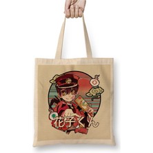 Toyaso Hanako Kun 01 Beyaz Bez Çanta Uzun Saplı Alışveriş Çantası Plaj Çantası