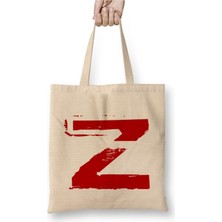 Toyaso Z Harfi Beyaz Bez Çanta Uzun Saplı Alışveriş Çantası Plaj Çantası