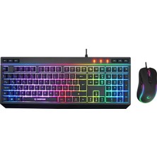 Gfc Life Store Seraphic Siyah Rgb Aydınlatmalı Q Oyuncu Multmedia Klavye ve 12800 Dpı Mouse Gaming Set