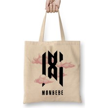 Toyaso Kpop Monbebe Beyaz Bez Çanta Uzun Saplı Alışveriş Çantası Plaj Çantası