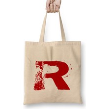 Toyaso R Harfi Beyaz Bez Çanta Uzun Saplı Alışveriş Çantası Plaj Çantası