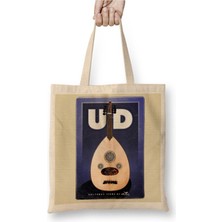 Toyaso Ud Müzik Aleti Beyaz Bez Çanta Uzun Saplı Alışveriş Çantası Plaj Çantası