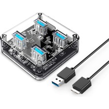 Gfc Life Store LED Işıklı 5gbps 4 Portlu Usb-A 3.0 Çoklayıcı 30 cm Kablolu