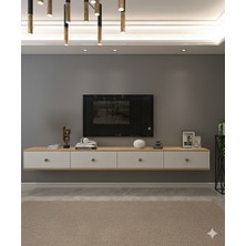 Yumedi Design TDA2401DB - Miko Double Duvara Montaj Tv Stand 120CM+120CM =240CM Safirmeşe-Beyaz