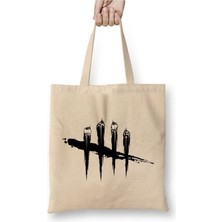 Toyaso Dead By Daylight Logo 03 Beyaz Bez Çanta Uzun Saplı Alışveriş Çantası Plaj Çantası