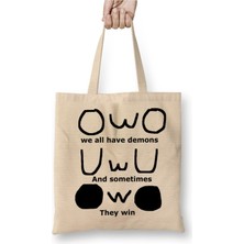 Toyaso Cute Uwu Emoji Social Media Meme Stans Idol Kpop Bez Çanta Alışveriş Çantası Plaj Çantası