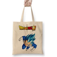 Toyaso Dragonball Z Super Beyaz Bez Çanta Uzun Saplı Alışveriş Çantası Plaj Çantası