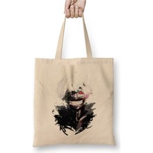 Toyaso Tokyo Ghoul Ken Beyaz Bez Çanta Uzun Saplı Alışveriş Çantası Plaj Çantası