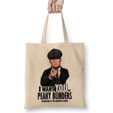 Toyaso Peaky Blinders 01 Beyaz Bez Çanta Uzun Saplı Alışveriş Çantası Plaj Çantası