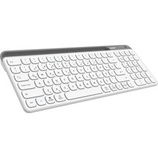 Gfc Life Store Beyaz/gri Bluetooth+ 2.4ghz Telefon Tablet Standlı Şarjlı Q Mac/win/android/ıos Uyumlu Kablosuz Klavye