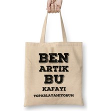 Toyaso Komik Söz Bu Kafayı Toparlayamıyorum Beyaz Bez Çanta Uzun Saplı Alışveriş Çantası Plaj Çantası
